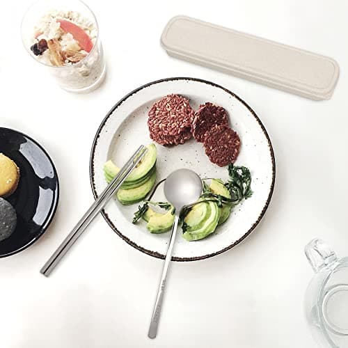 EXZACT Chopsticks and Spoon Set, 18/10 Stainless Steel with Travel Case — view 5