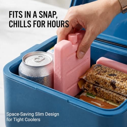 3 Pack of Pink Reusable Slim Freezer Ice Packs, Cooling Blocks for Lunch Box Cooler Bag Picnic Camping Travel Food Drink Chiller Leak Resistant Portable Ice Packs — view 5