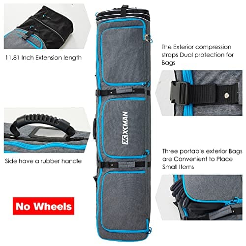 XCMAN Padded Snowboard Bag Adjustable Length 63-75In Padded Bag for Air Travel (Grey) — view 2