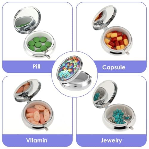 Sibba Portable Pill Case,Small Medicine Box,Pocket Pill Container,Butterfly — view 3