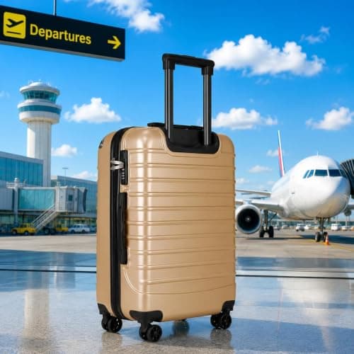Fly Kite Luggage 28 Inch Large Suitcase PC+ABS Hard Shell with Aluminium Trolley Handle, TSA 3 Digit Secure Lock 360° Smooth Wheels Lightweight Suitcase Brown — view 5