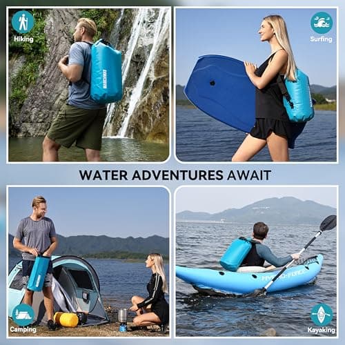 MARCHWAY Floating Waterproof Dry Bag Backpack 5L/10L/20L/30L/40L, Roll Top Sack Keeps Gear Dry for Kayaking, Rafting, Boating, Swimming, Camping, Hiking, Beach, Fishing (Teal, 20L) — view 6