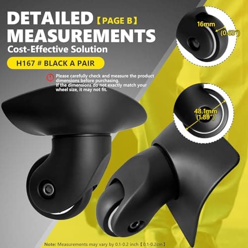 Luggage Wheels Replacement Wheel for Luggage Suitcase Repair 360° Rotating Suitcase Replacement Wheels with 4 Mounting Holes H167 — view 3