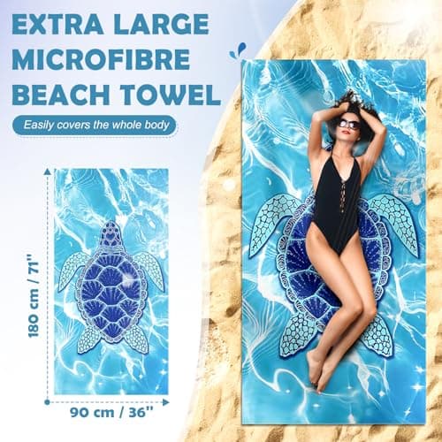 Anavasi 2 Pack Microfibre Beach Towels for Adults, 180 x 90 cm with Net Bag — view 2