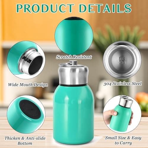 4 Pack Small Stainless Steel Water Bottles, 300ml Insulated Flasks — view 3
