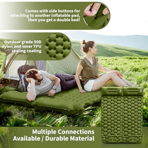HiiPeak Camping Sleeping Pad, Ultralight Camping Mat with Pillow Built-in Foot Pump Inflatable Sleeping Pads Compact for Backpacking Hiking Traveling Tent (Green) — view 4