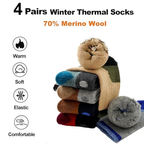 BONANGEL Kids Thermal Merino Wool Socks Thick Walking Cosy Socks Boys Girls — view 4