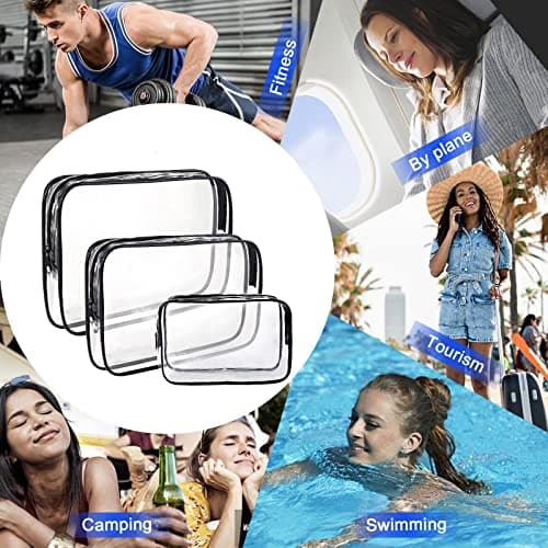 AWAVM Clear Travel Toiletries Bag 3 PCS Portable Waterproof Toiletry Bags for Women and Men Clear Makeup Bags PVC Cosmetic Bag Travel Accessories Wash Bag for Travelling and Holiday — view 6