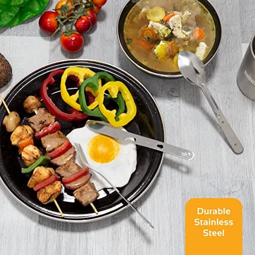 Milestone Camping 65660 4-in-1 Camping Utensils Set / Contains Fork, Knife, Spoon / Built-In Bottle Opener Included / Stainless Steel Material / Storage Lock System, Silver — view 4