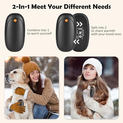 2Pack Magnetic Hand Warmers Rechargeable 6000mAh Electric Ultra Thin Light Portable Pocket Handwarmers/ 3 Levels Heat / 20Hrs Long Heating/UL Certified for Women Men — view 6