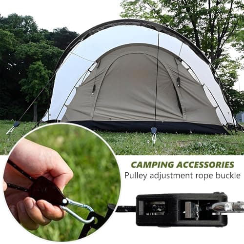 4 PCS Reflective Tent Guy Ropes, 4 mm Ratchet Ropes with Rope Tensioner, 4M Heavy Duty Adjustable Reflective Tent Guy Rope for Camping, Hiking, Awning, Black — view 5