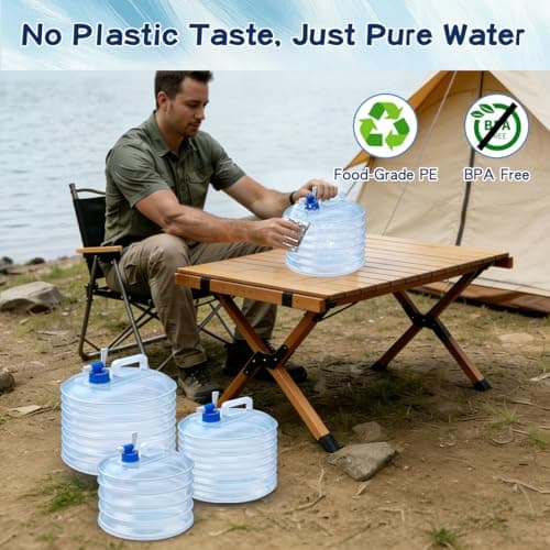 qoqidun Water Container 3L 5L 10L 15L, Collapsible Water Container Water Carrier with Tap, Portable Large Water Storage Container for Camping Sports Outdoor Hiking Use, BPA Free and Stable 3L — view 5