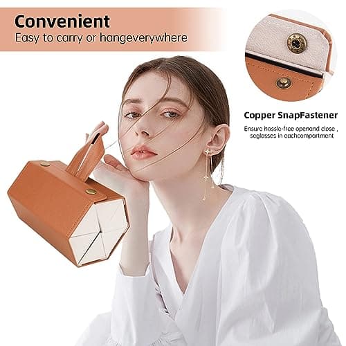 CTDMJ Sunglasses Storage Box, 6-Slot Travel Sunglasses Organizer, Leatherette Sunglass Storage Organiser, Foldable Glasses Storage Case, Sunglasses Holder for Women and Men — view 2