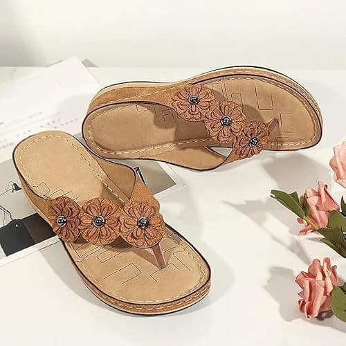 Summer Sandals Women Wedge Flip Flops for Women Orthopedic Sandals Comfortable Flip Flops with Arch Support Summer Casual Wedge Sandal Slippers Dressy Comfy Platform Beach Travel Sandal Shoes — view 6