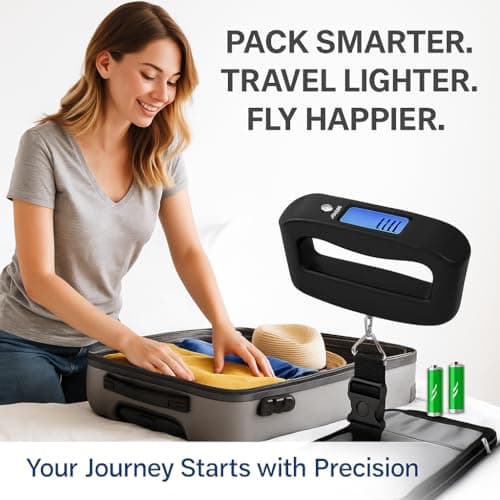 Luggage Scale | Portable Digital Weight Scale for Travel | Suitcase Weigher with Tare Function | 110 Lb/ 50Kg Limit | Black — view 3