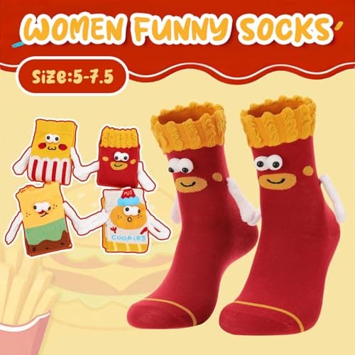 Zuimei 4Pcs Fun Food Themed Magnetic Socks Soft Cotton Mid-Calf Socks — view 4