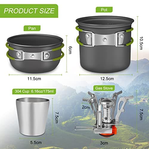 AUTOPkio Camping Cookware Kit with Stove, 12PCS Outdoor Camping Cooking Set — view 5
