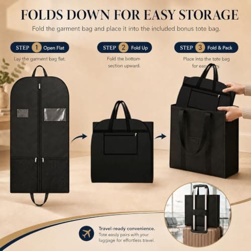 43 Inch Suit Bag, 2 Pack Foldable Garment Bags for Travel and Storage — view 5