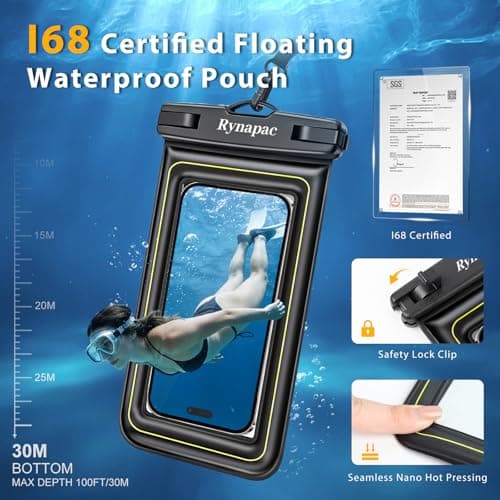 Rynapac Floating Waterproof Phone Pouch Up to 7", 2 Pack IP68 Dry Bag Case — view 2