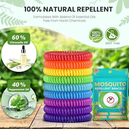 Asddage Mosquito Repellent Bracelet 24 Pack, DEET-Free, Natural Plant Oil — view 2