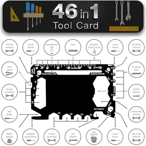 Card Size Multi Tool Wallet Set, 46 in 1 Pocket Kit, Stainless Steel, Perfect for Christmas Gifts, Black — view 5