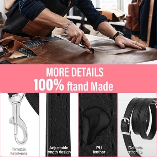 Telooco Leather Shoulder Strap Replacement with Silver Buckle — view 3