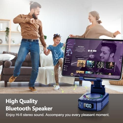 Gifts for Men Women, 4-in-1 Design Phone Stand with Bluetooth Speaker,Blue — view 5