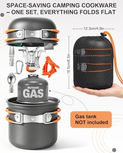 AUTOPkio Camping Cooking Set with Stove, Cookware Kit for 1-2 People — view 2