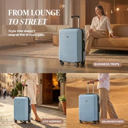 LUGG 24 Inch Jetset Suitcase Hard Shell Case 4 Wheel Travel Bag Lightweight ABS Material with TSA Lock Approved for Travel with easyJet, British Airways, RyanAir, Virgin Atlantic (65x44x25.5cm) — view 4