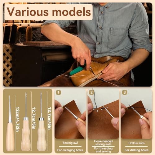 Leather Sewing Kit, Needle and Thread Kit Leather Needles Hand Sewing — view 5