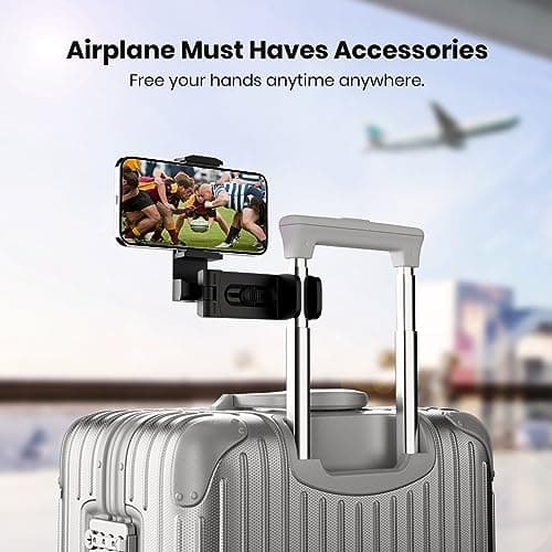 Airplane Phone Holder - Klearlook 4 in 1 Adjustable Phone Stand for Travel,360 Rotation Handsfree Viewing Flight Phone Holder,Foldable Travel Essential,Accessory for Flying/Traveling/Home/Office-Black — view 2