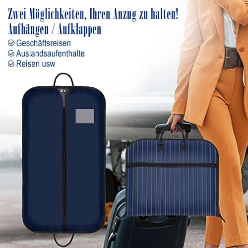 VISOOM Suit Bag for Men Storage, 100cm x 60cm Oxford Garment Bag, Waterproof Dust-proof Hanging Suit Carrier Cover Bags for Travel Clothes Dress, Blue — view 3