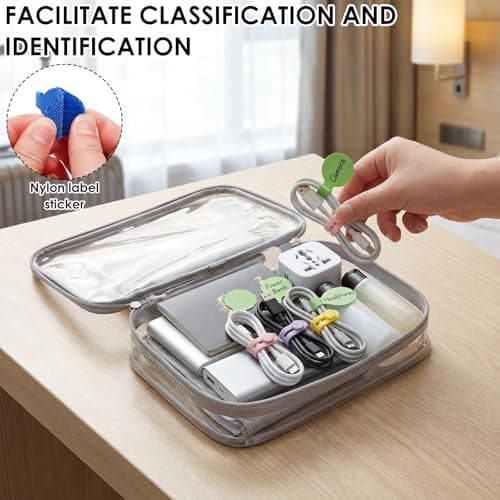 Silicone Cable Ties Reusable 20 Pack - Adjustable Cord Organizer with 12 Writable Cord Labels, Elastic Wire Management Ties for Phone Charger, USB, PC, Travel Gadgets & Small Appliances — view 2