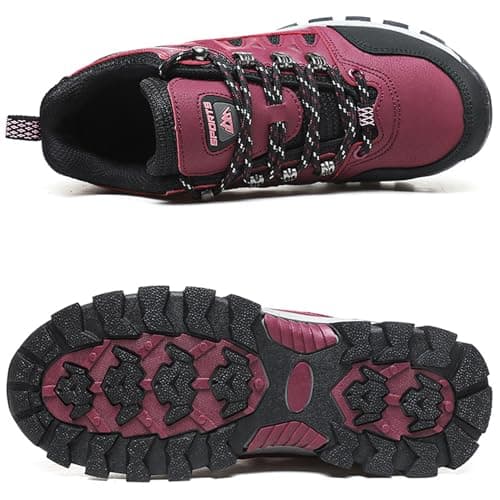 Topwolve Hiking Boots Men's Women's Waterproof Walking Shoes Low Rise Trekking Climbing Shoes Outdoor Backpacking Camping Trails Shoes,Rose Red,3 UK — view 4