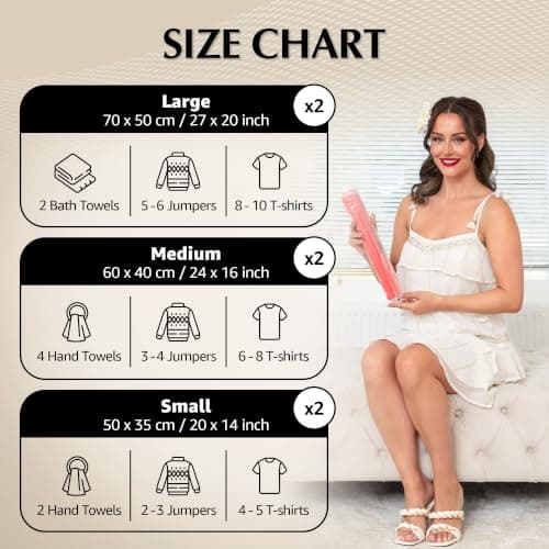 GENIE SPACE Roll-Up Vacuum Storage Bags Variety 6 Pack (2L + 2M + 2S) — view 5