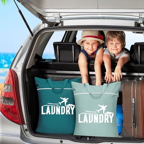 2 Pcs Large Travel Laundry Bags - Waterproof with Handle, Washable Dirty Clothes Bags for Travel, Wet & Dry Bag, Bathing Suit & Gym Clothes Laundry, Swimming Pool & College Dorm — view 4