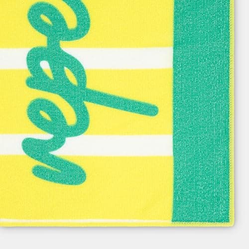 OHS Beach Towel, Eat Sleep Beach Slogan Super Soft Quick Dry Sand Free Microfibre Towel Large Lightweight Compact Travel Summer Essentials Holiday Towels, Yellow - 71 x 152cm — view 5