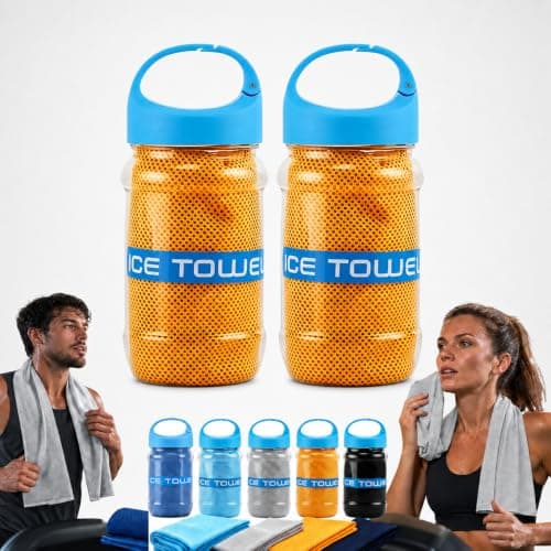 2PCS Cooling Towel,Microfiber Cool Ice Towel for Neck Soft Breathable for Fitness Guys Microfiber Stay Cool,Reusable & Soft for Yoga Gym Travel Camping &Outdoor Sports
