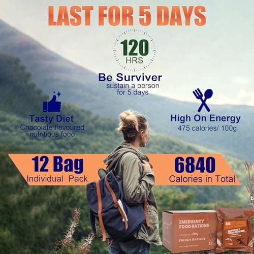 Emergency Food Rations, High Energy Biscuits, Chocolate Flavor 12 Packs — view 4