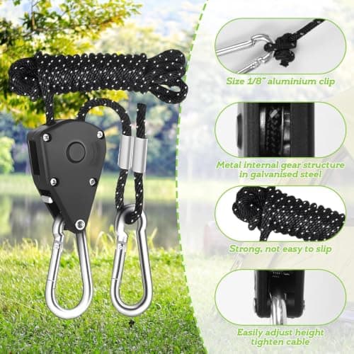 6 Pack Self Lock Camping Rope Tensioners with Reflective Rope — view 5