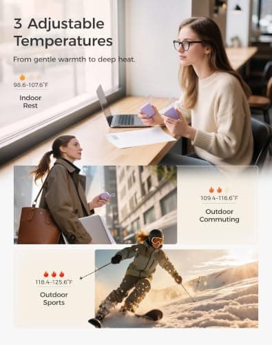 OCOOPA Hand Warmers Rechargeable, Smart Temp Control 7H*2 Long Safe Heat, Ultra Slim, Pocket-Size Design That Fits Gloves, Gifts for Women, Outdoor, Office, Commute (UT5 Nano) — view 4
