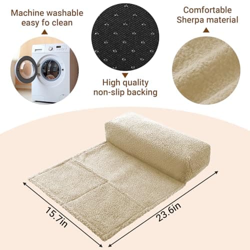 BUERPINKING Neck Support Pillow, Headrest Ergonomic Pillow for Chair Recliners Armchairs, Non-Slip Soft Neck Head Rest Cushion for Pain Relief with Pockets, Beige — view 2