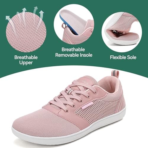 gitzing Barefoot Shoes for Womens Mens Wide Outdoor Trail Minimalist Running Trainers Walking Shoes Lightweight and Breathable Sneakers Unisex-Classic Pink 7.5 UK(41 EU) — view 4