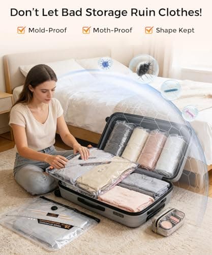 AIKUSICK Vacuum Storage Bags for Travel with Electric Pump, 18 Pack — view 6