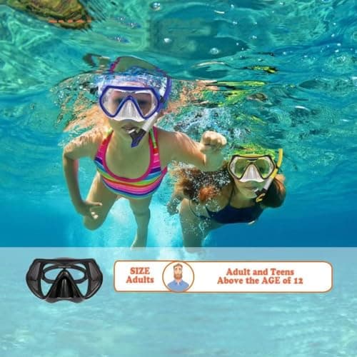 Adult Snorkeling Gear Snorkel Set with Dry Top System 180 Degree Panoramic Snorkel Mask,Snorkel Mask Set Leak-proof (Blue) — view 3
