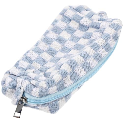 Levemolo Large Capacity Plaid Makeup Bag Woolen Yarn Cosmetic Bag Autumn and Winter Travel Portable for Women Easy Access Storage