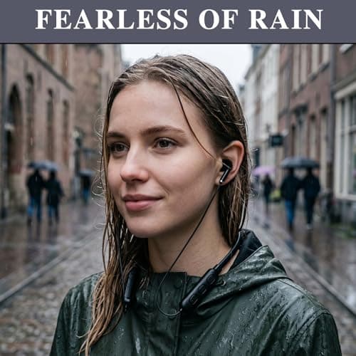 Ucfalfo Neckband Bluetooth Earphones, Neckband Earphone Wireless Bluetooth, Running Headphones IPX Waterproof Sweat Resistant Earbuds with Noise Cancelling, for Gym Cycling Home Office — view 5
