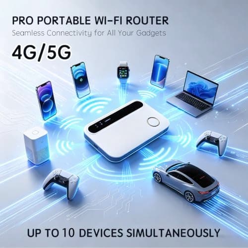 5G Portable WiFi Router, Mobile Hotspot with SIM Card Slot, 300Mbps Internet Speed, Supports up to 10 Devices for Travel, Remote Work and Camping — view 4