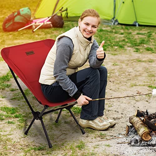 Rainberg Ultra Lightweight Camping Chair, Folding Chair, Camping Chairs for Adults, Foldable Garden Outdoor Picnic BBQ Chairs. (Pack of 1, Red) — view 2