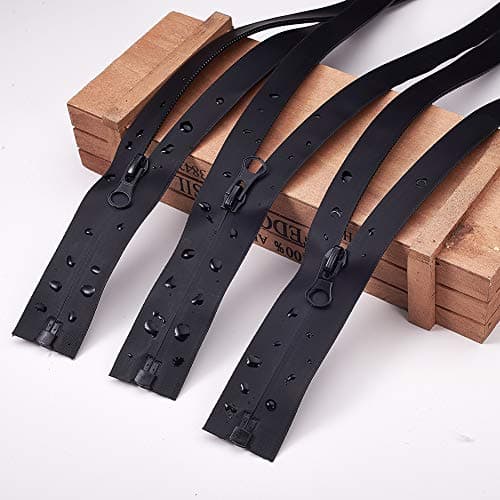 BENECREAT 5PCS #5 80cm Waterproof Nylon Zippers, Black Waterproof Zippers for Sewing Jacket Coat Outdoor Clothing Backpacks — view 5